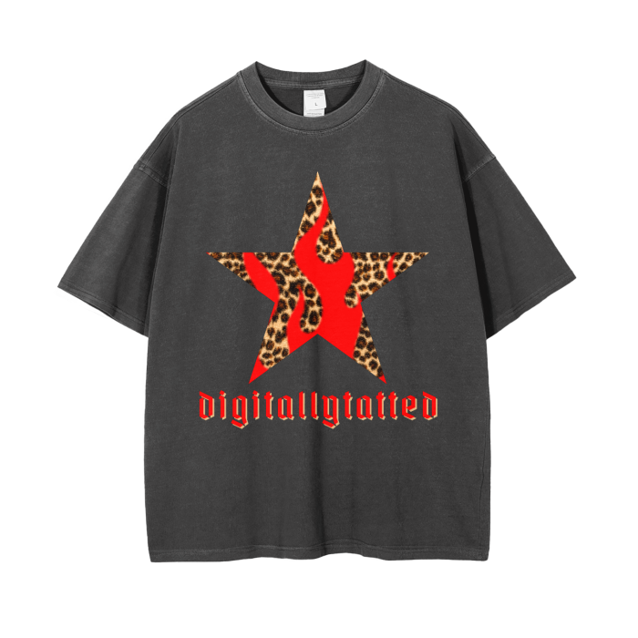 Digitally Tatted Blaze Vintage Wash Drop Shoulder T-Shirt