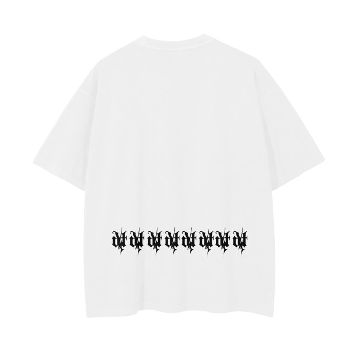 Digitally Tatted B&W Vintage Wash Drop Shoulder T-Shirt