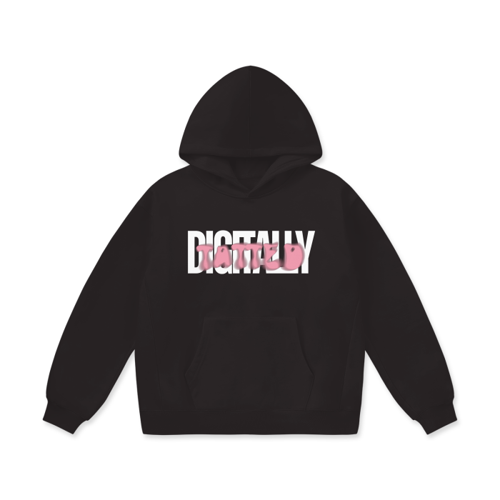 Digitally Tatted Faded Oversize Heavyweight Fleece Hoodie