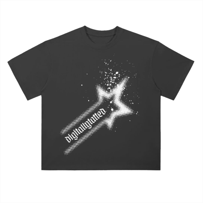 Digitally Tatted Glitch Drop Shoulder T-Shirt