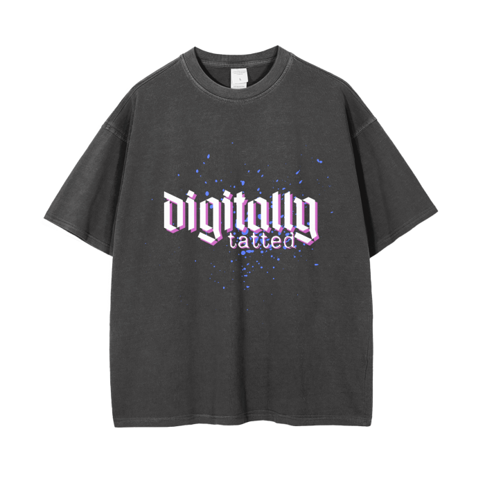 Digitally Tatted Buffer Vintage Wash Drop Shoulder T-Shirt